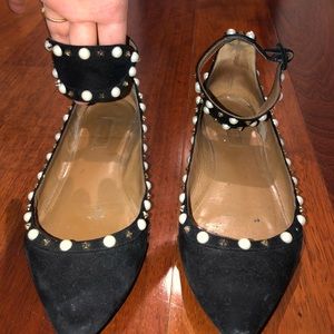 Aquazzura Black Harlow Flats, Size 7.5, Used